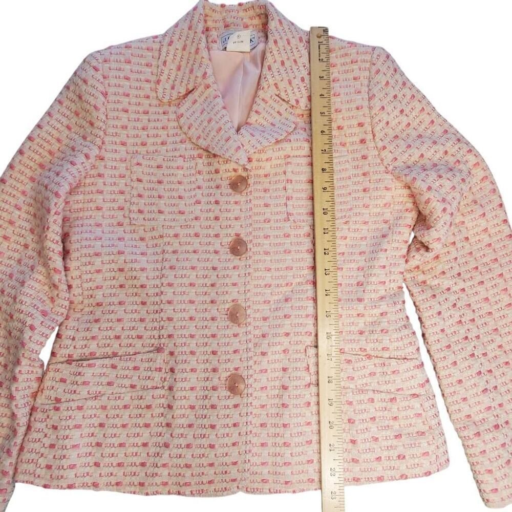Vintage JG Hook Tweed Blazer Women's Pink Cream Textured Woven Career Preppy Jac - Picture 8 of 11
